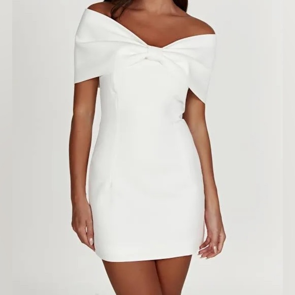 Meshki Dresses Gwyneth Off Shoulder Bow Mini Dress